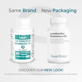 Supersmart Lactobacillus Rhamnosus GG 10 Billion CFU per Day (LGG Probiotic with Inulin) - L. Rhamnosus Supplement | Non-GMO & Gluten Free - 60 DR Cap