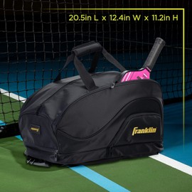 Franklin Sports Pickleball Backpack + Duffle Bag - Elite Series Pickleball Bag for Paddles, Pickleballs + Equipment - Hybrid Backpack + Duffle Bag Design - Pickleball Bag for Men + Women - Black