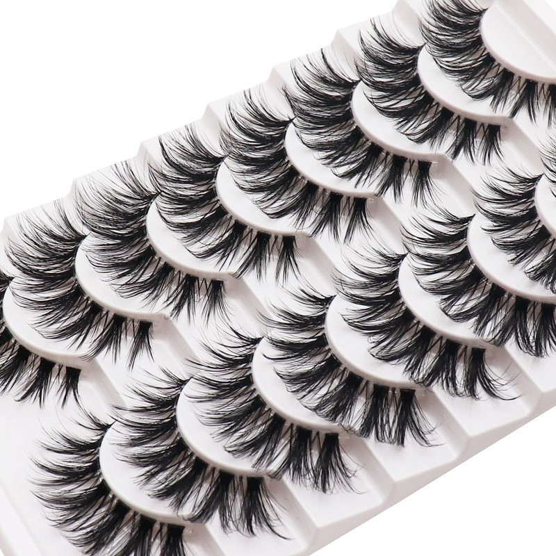 Losha Eyelashes Wispy Lashes Natural Look 8 Pairs Clear Band
