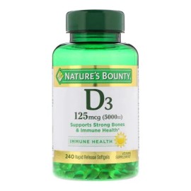 Vitamina D3 5000 UI 125 mg 240 cápsulas blandas Nature's Bounty Eua Imp