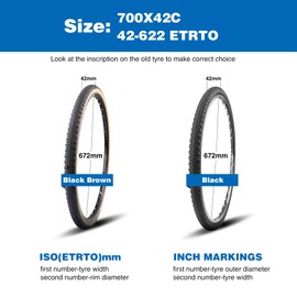MEGHNA 1 x 700 x 42C Bicycle Tyre Cover with 1 x Inner Tubes ETRTO 44-622 Bicycle Replacement Tyre Compatible 700 x 42C / 700 x 40C / 28 Inch / 29 Inch Bicycle