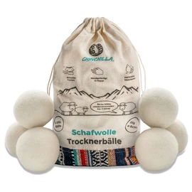 Chinchilla® Trocknerbälle aus Schafwolle | handgefertigt aus Nepal | nachhaltige Wäschetrockner Kugeln für flauschig weiche & fluffige Wäsche | plastikfrei & langlebig
