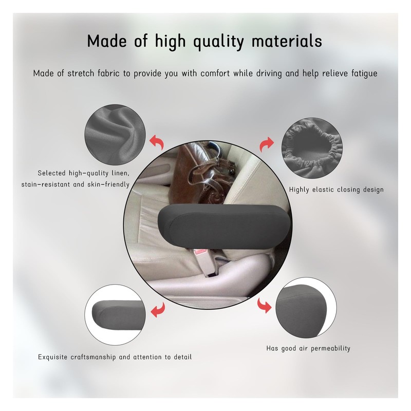 Augeny 2 PCS Car Front Seat Armrest Covers, Soft Elastic