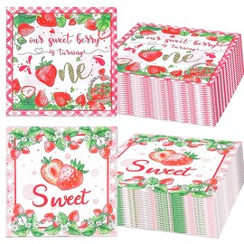 40 PCS Strawberry Napkins Disposable Summer Fruit Berry Paper Napkin Sweet One Cocktail First Birthday Party Supplies Napkins Baby Shower Party Supplies Decorations