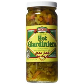 Ziyad Giardiniera Hot Mix - 16oz Jar - Chicago-Style Pickled Vegetables & Peppers - Bold Spicy Kick & Crunch - Plant-Based, All-Natural, Versatile Pantry Staple for Sandwiches, Salads, Dips