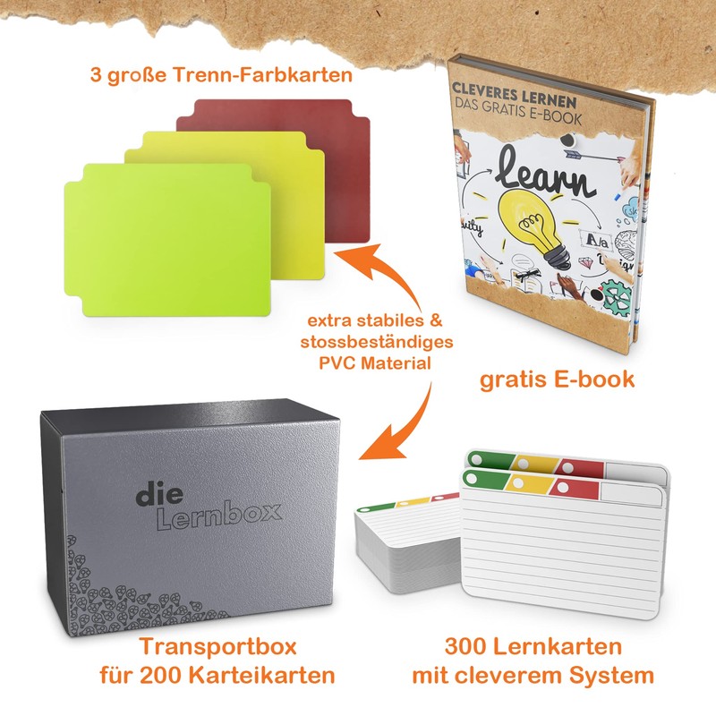 Clever Gadgets The Learning Box, 300 Index Cards with Clever
