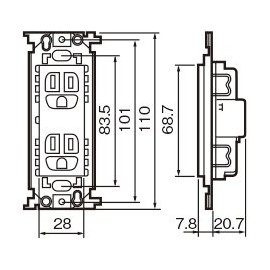 Panasonic WN15124 Embedded Insulated Grounded Double Outlet