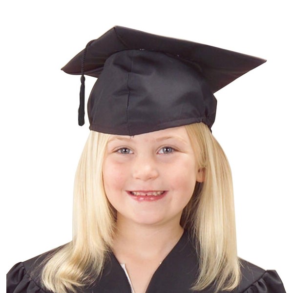 U.S. Toy Children's Child Size Adjustable Elastic Band Black Graduation Cap Hat with Tassel