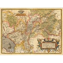 Historic Map : Gelriae, Cliviae, Finitimorum Que Locorum Verissima Descriptio Christiano Schrot. Auctore, 1603, Abraham Ortelius, Vintage Wall Art : 24in x 18in