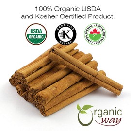 Organic Way Premium Cinnamon Cassia Cut & Sifted (Cinnamomum cassia) - Adds Flavour & Aroma | Organic & Kosher Certified | Vegan, Non GMO & Gluten Free | USDA Certified | Origin - India (1/4LBS /4 OZ)
