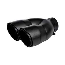 Black Dual Exhaust tip - 2.5" ID x 7"OD x 8.5"L - Double Wall Clamp On Muffler Tail Pipe Stainless Steel Black Coated