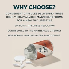 Myprotein Tri-Magnesium Capsules | 90 Capsules (30 Servings) Multi-Source Magnesium Blend | Supports Muscle Function, Energy & Reduction of Tiredness | Daily Mineral Supplement Capsules