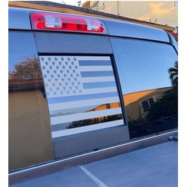 Xinghe American Flag Decal for Chevy Silverado GMC Sierra 2004-2022 Rear Middle Window, Matte Black, Vinyl, Waterproof, Removable, Rectangular, Patriotic, Truck Decal