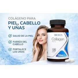 BIOVEA COLÁGENO HIDROLIZADO Tipo 1 y 3 de 750mg con 120 Cápsulas vegetarianas