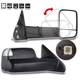 SCITOO Left Right Tow Mirror Compatible Fit for Towing Mirrors 2002-2008 for Dodge for Ram 1500 2003-2009 for Ram 2500 3500 Truck Black Power Adjusted Heated Turn Signal Light Pair Mirrors