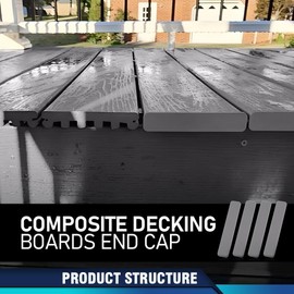 PIT66 Decking Boards End Cap 5.5" Dark Gray 4Pcs