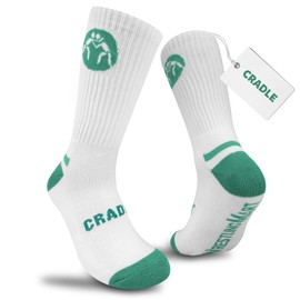 Unisex High Performance Wrestling Socks | Secure Fit & All‑Day Comfort | Breathable Moisture‑Wicking Mesh | Built in Arch Support | White & Green (Size 7-9)