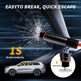 Pack of 2 Seat Belt Cutter, Emergency Hammer, 2-in-1 Emergency Hammer Car with Seat Belt Cutter, TÜV, with Holder, Portable and Compact, Emergency Rescue Tools Essential, Suitable for Cars and Buses (Black + Red)