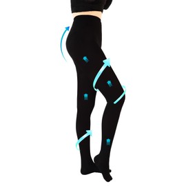 20-30 mmHg Medical Compression Stockings Women's Long Compression Tights Women Men with Closed Toe Class 2 Graduated Compression Support Stockings for Varicose Veins, black, Large