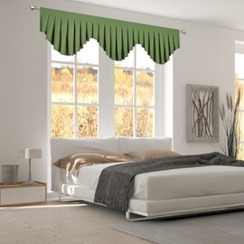 OYRING Moss Green valances for Windows Blackout Curtain Valances Rod Pocket Window Valance for Living Room Kitchen and Bedroom (79 x 20 Inch, 1 Panel)