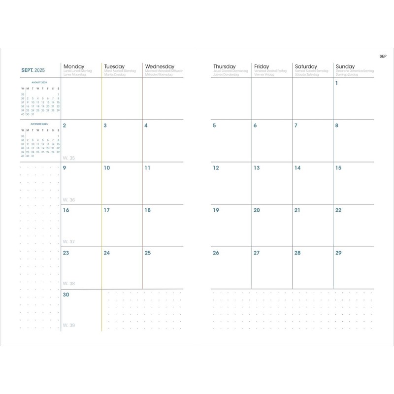PlanWeek Pastel Blue 2025: Desk Format Calendar
