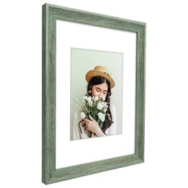 Golden State Art, 9x12 Green Picture Frame with White Mat for 6x8 Photos or 9x12 Without Mat