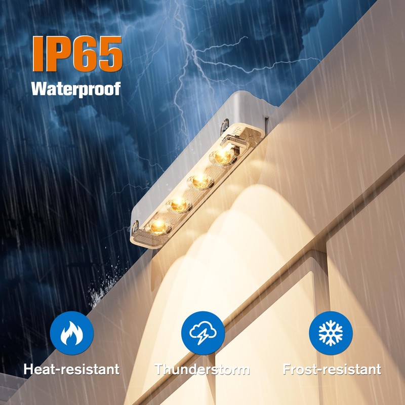 NIORSUN Solar Fence Lights Outdoor 8 Pack, IP65 Waterproof Large