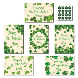 Omosri 30 Pack St. Patrick’s Day Cards Bulk for Employee Appreciation Inspiration Cards with Envelopes & Stickers Suitable for Client Family Students 6 Designs (St. Patrick 2)