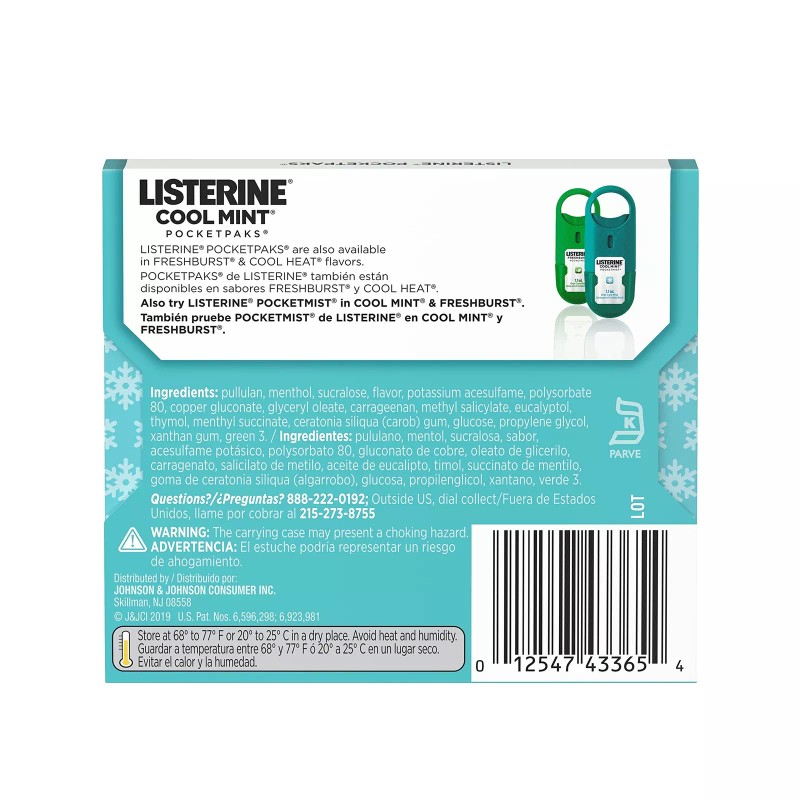 Listerine Cool Mint PocketPaks Fresh Breath Strips 24 Count Pack