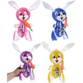 Inflatable Easter Bunny - 4 PC | 17 Inch | Rabbit Inflate Purple, Pink, Yellow, Blue Decorations