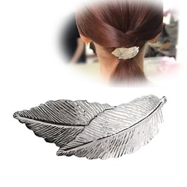 Vintage Leaf Hair Clip Barrette Silver Metal Hair Clip Alloy Leaf Hair Clip Minimalist Leaf Clip Barrette Hair Accessories for Women and Girls (Silver)