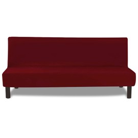 FIGOOO Sofa Cover without Armrests, 3-Seater Elastic Sofa Cover, Armless, Washable Sofa Throw, Sofa Cover, Protective Cover for Clic Clac Couch Cover without Armrest, Burgundy