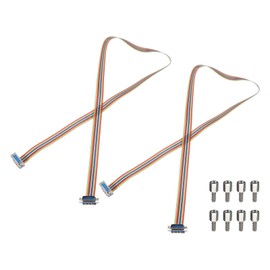 MECCANIXITY 2 Pcs IDC Rainbow Wire Flat Ribbon Cable DB15 Male to DB15 Female 39 Inch Length 2.54mm Pitch Breadboard Jumper Wires for Electronic Projects