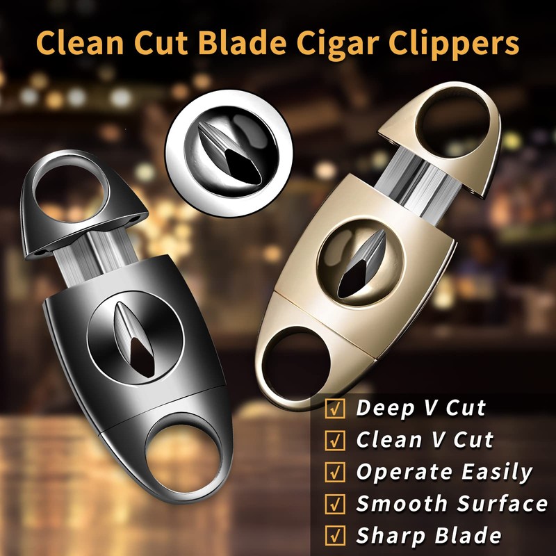 V-Cut Cigar Cutter, Stainless Steel Sharp Blade Cigar Guillotine Scissors