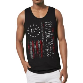 Men's USA Flag Tank Tops 4th of July Clothes for Mens American Flag Outfit 1776 Sleeveless Shirts Patriotic Tee Workout Tops Size XL