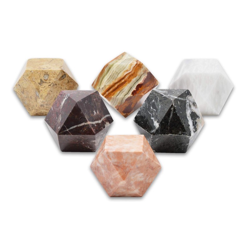 Serafino Diamond Cut Genuine Himalayan Marble Paperweight Black White Onyx