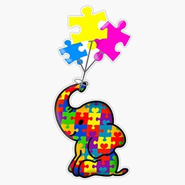 Generic Magnet Autism Awareness Elephant Gift Cute Elephant Puzzle Piece Magnet Bumper Sticker Car Magnet Flexible Reuseable Magnetic Vinyl 5 Inch,(LAB-CTMAGNETS-888)