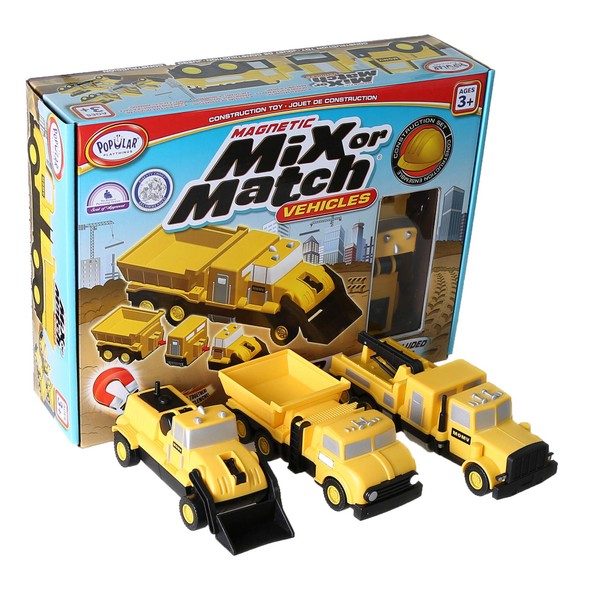 POPULAR PLAYTHINGS Magnetic Mix or Match Construction Vehicles