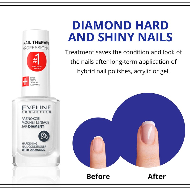 Eveline Cosmetics Professional Diamond Nail Hardener Conditioner with Diamonds, 12