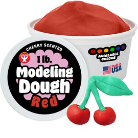 Hygloss Play Modeling Dough for Kids – Safe & Non-Toxic Sensory Dough for Arts and Crafts – 1 lb Tub – Play Clay for Toddler Activities, Preschool Classroom Must-Haves – Red Color, Scented