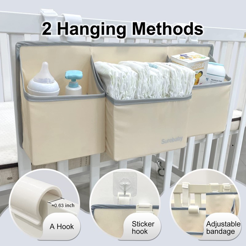 surebaby Hanging Baby Diaper Caddy, 3-in-1 Diaper Caddy Organizer Holder