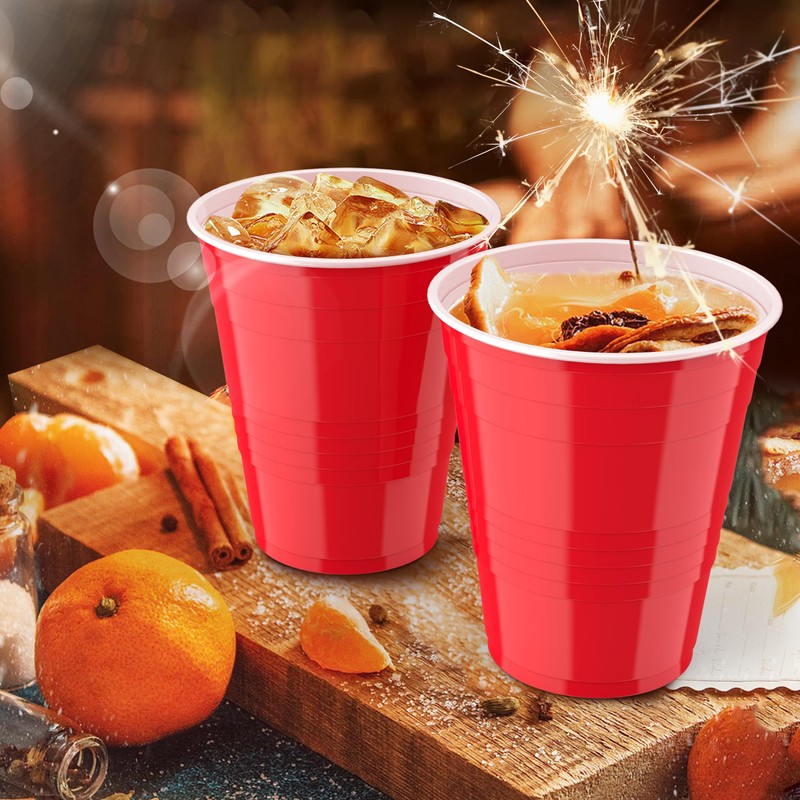 YARIX Plastic Cups- Red Drinking Cups-Red Cups 50 Pcs (12