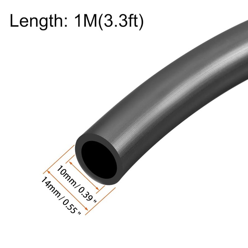 HOOWDAMY Lubricant Hose Rubber Water Hose Tube, Black, Inner Diameter