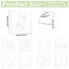 UNICRAFTALE 8Pcs 8 Styles Free Motion Quilting Template Transparent White Acrylic Sewing Machine Ruler Templates Mixed Shapes Sewing Templates for DIY Hand Patchwork Cutting Craft 149x149x3mm