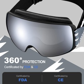 Odoland Ski / Snowboard Goggles for Children and Teenagers (8 - 16 Years) / Dual Lens / Anti-Fog / UV Protection / Helmet Compatible