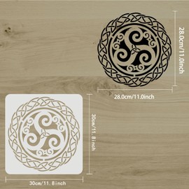 FINGERINSPIRE Celtic Triskele Stencil 30x30cm Reusable Viking Celtic Knot Stencil Triple Spiral Celtic Symbol Stencil for Painting on Wall, Canvas, Tile, Furniture and Paper