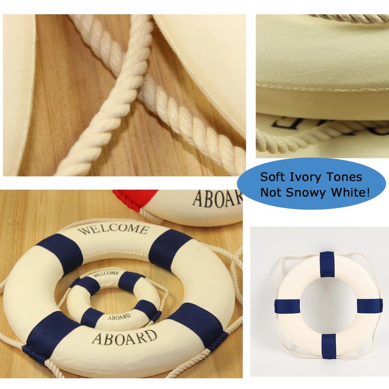 MorroMorn Lifebuoy Wall Hanging Decor - Welcome Aboard Mediterranean Style
