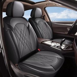 YORKNEIC Seat Covers for Dodge Journey 2011-2020: 5 Seats Breathable Leather Car Seat Covers Full Set - Compatible Airbag & with Lumbar Support (2 Row 5 Seat, Black & Grey)