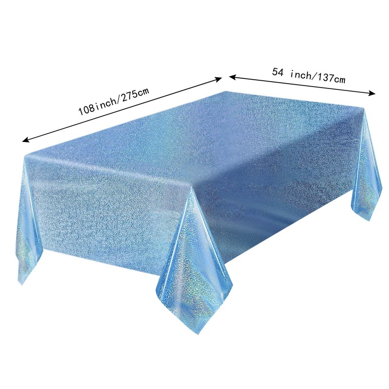 FALIZIFU 1 Pack Light Blue Iridescent Plastic Tablecloth Disposable 54