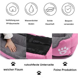 OUYUNKKA Dog Bed (S, 43 x 32 cm) Square Grey Dog Sofa for Medium and Small Dogs and Cats, Fluffy Soft Cat Bed, Cat Cushion, Dog Bed for French Bulldog